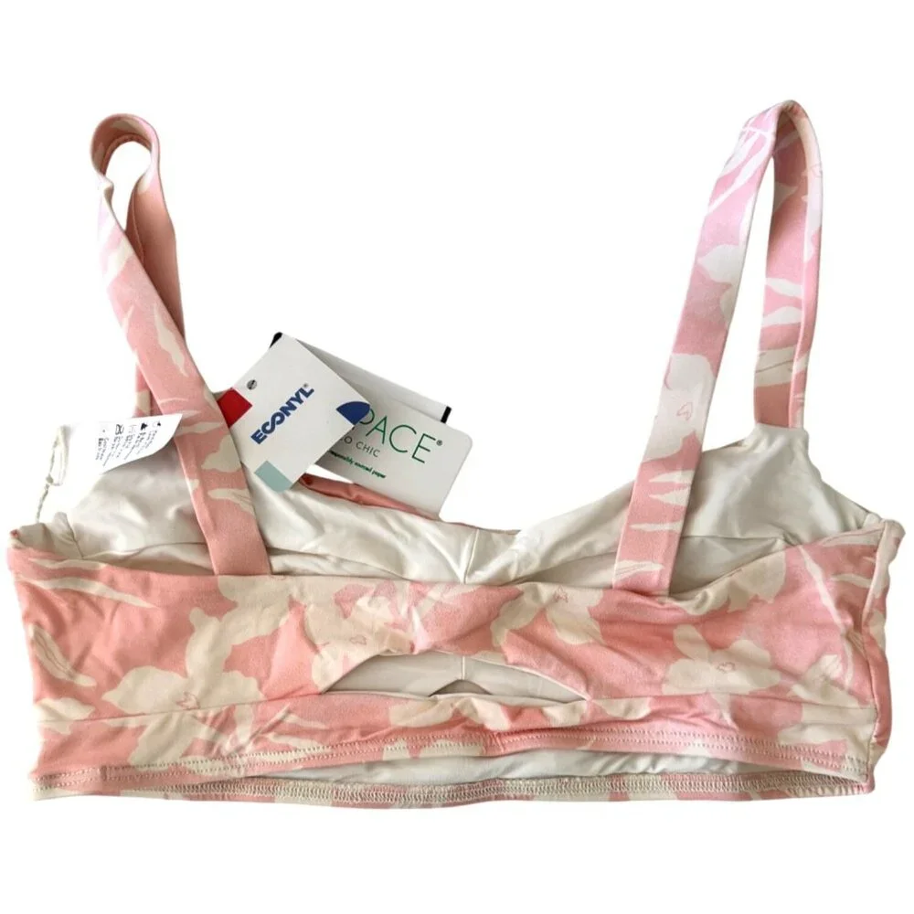 L Space Flora Paradise Large  Bloom Bikini Top NWT $125 Pink White Swim Top - Picture 4 of 5